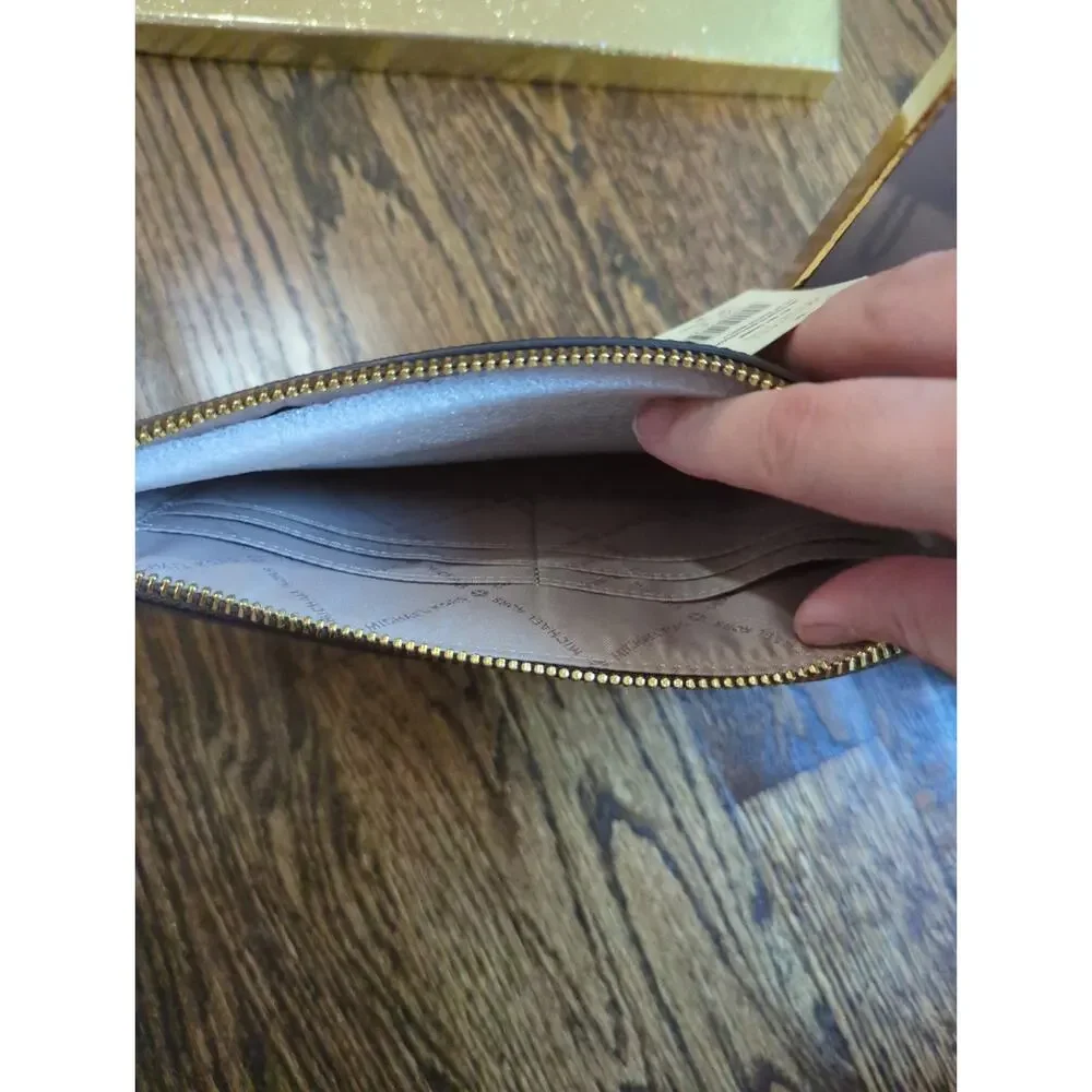 Michael Kors Brown Large Zip Clutch Wristlet NWT
